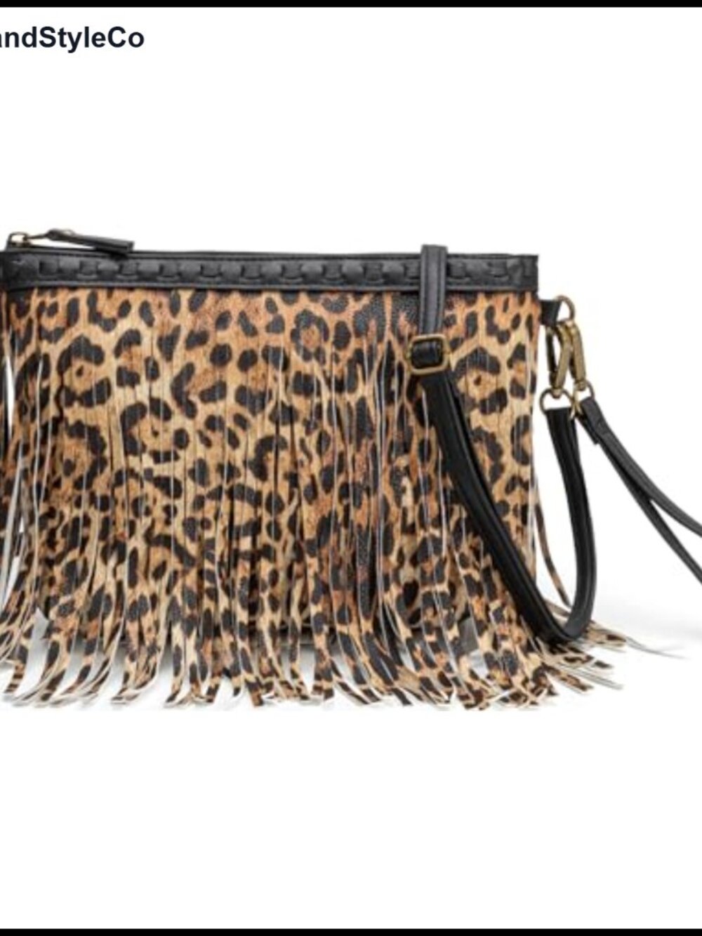 Vegan Faux Leather Fringed Crossbody Bag with Removable Strap
